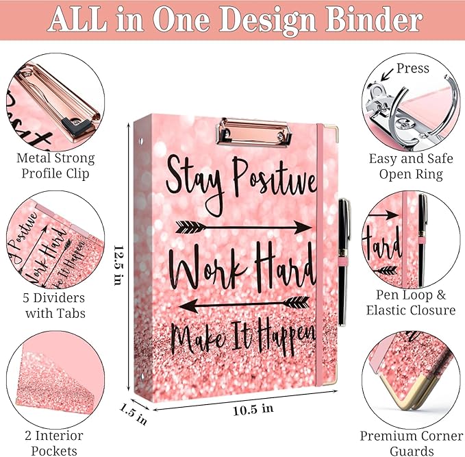 Lateefah 3 Ring Binder, 1 Inch Binder Organizer - Image 5
