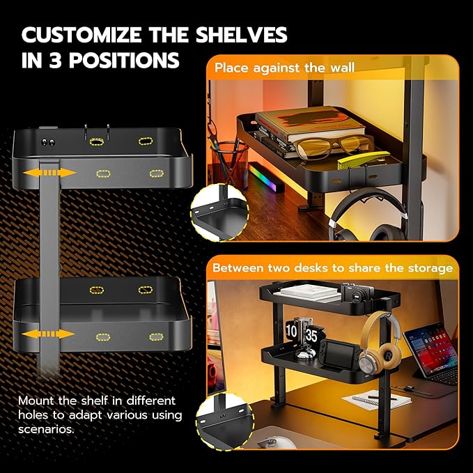 ARES WING 2-Tier Clamp On Desk Shelf, 16 inch Adjustable Above or Under Desk - Image 6