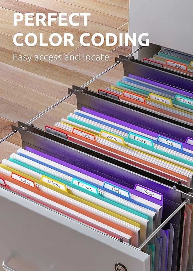 ThinkTex Plastic Expanding Hanging File Folders, 7 Innovative 1.2" Accordian - Image 5