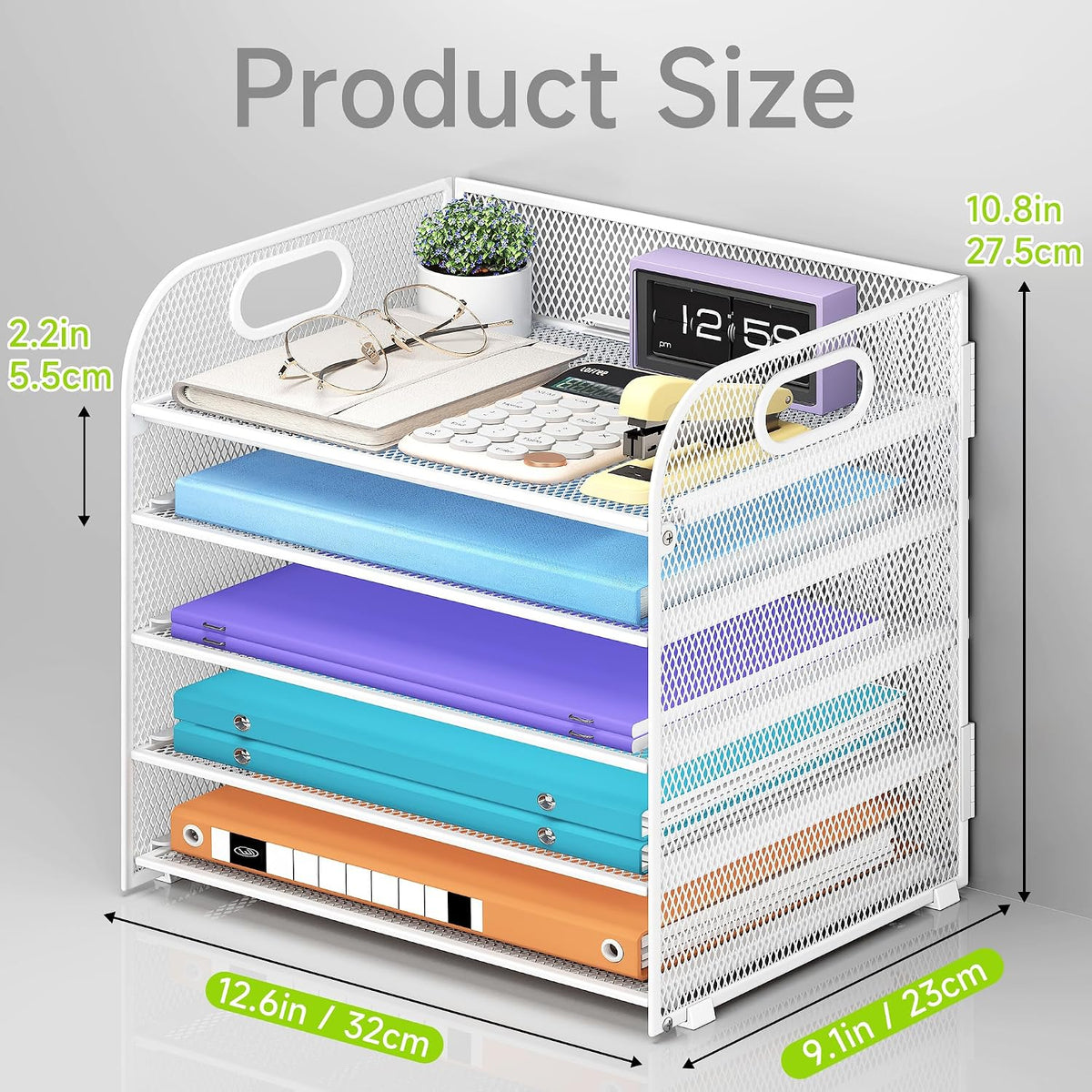 Cawukege 2 Pack 5 Tier Paper Organizer, Letter Tray with Handle, Mesh Desk Or...