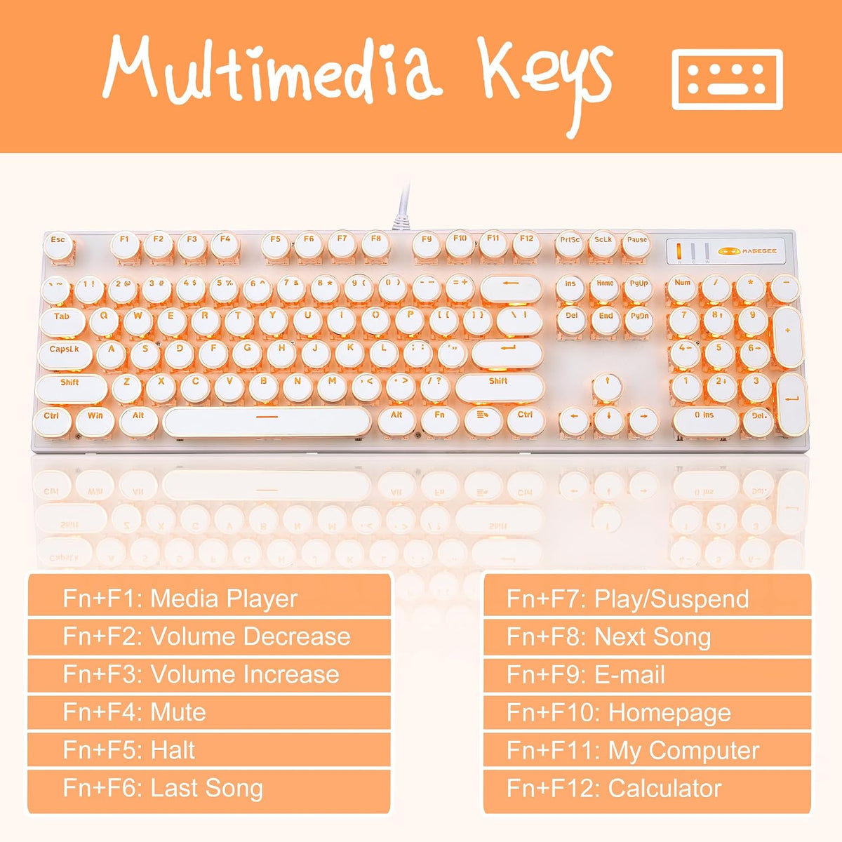 Camiysn Typewriter Style Mechanical Keyboard, Retro Punk Gaming Keyboard with...