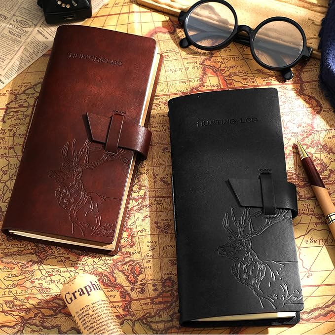 Eaasty 2 Pcs Leather Hunting Log Book Elk Hunting Journal Notebook - Image 5