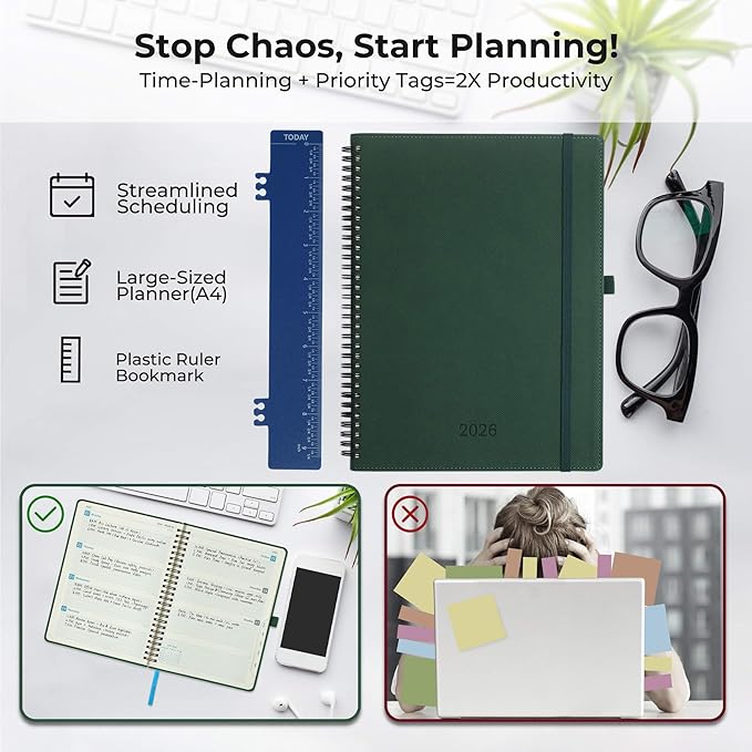 IN-LUXPRO Planner 2026 Daily Weekly and Monthly, 11.5"x8.5", 12 Months Spiral - Image 8