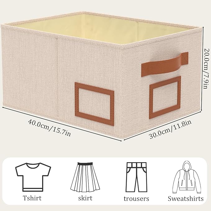 OUTBROS Foldable Storage Box for Shelves, 15.7 x 11.8 x 7.9 inch Fabric Baskets - Image 4