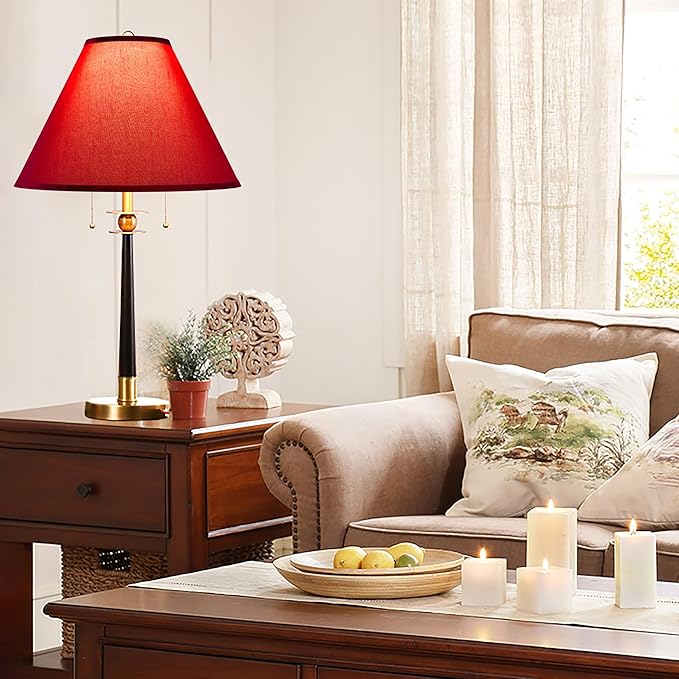 GO&SO 2Pcs Large Lamp Shades Burgundy Fabric Lampshade, 6.5" Top x 16.3" Bottom - Image 6