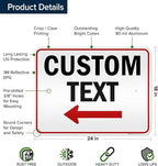 Custom Arrow Directional Sign, Left Arrow, 18x24 Inches, 3M EGP Reflective - Image 6