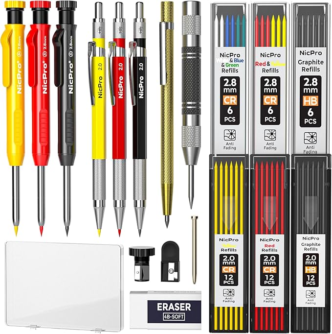 Nicpro 18 Pack Carpenter Pencils Mechanical, Construction Pencils by Nicpro