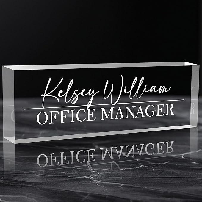 Personalized Name Plate for Desks, Custom Desk Name Plates, Acrylic Name Plate by EOBIBIFUN