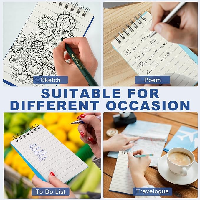 Tenceur 8 Pcs Pocket Notebook Bulk Small 3x5 Inch Spiral Notepads Mini Top - Image 6