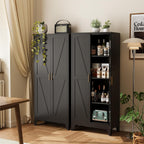 cofar 61" metal pantry cabinet in black, modern shown in use