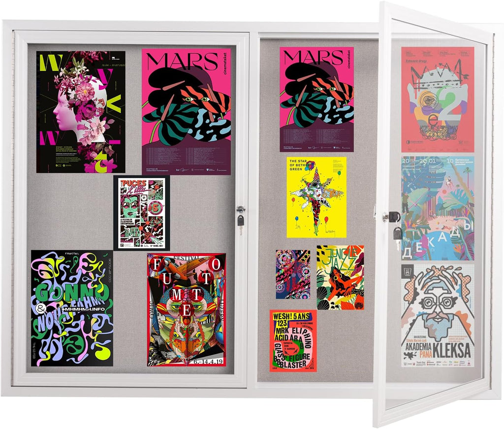 48x36 Inch Lockable Enclosed Bulletin Board, Weather-Resistant Outdoor