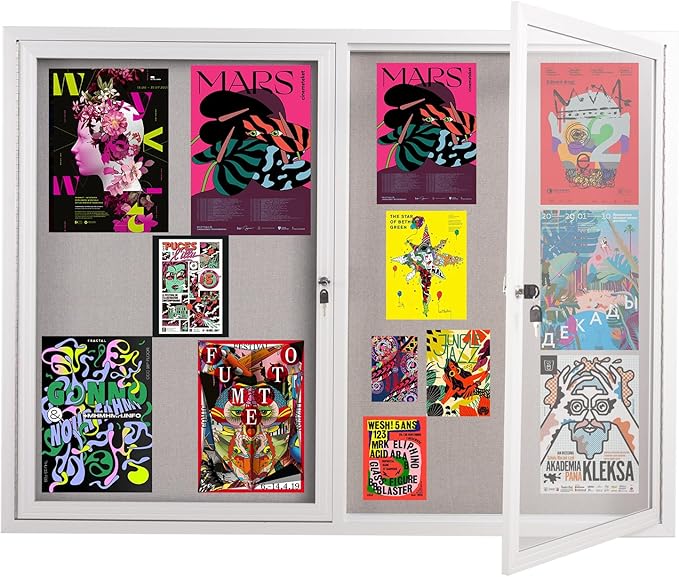 48x36 Inch Lockable Enclosed Bulletin Board, Weather-Resistant Outdoor by Unknown