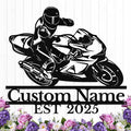 Personalized Motorcycle Metal Sign Custom Biker Name Sign Dirt Bike Wall Decor by HengMeiZiK