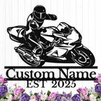Personalized Motorcycle Metal Sign Custom Biker Name Sign Dirt Bike Wall Decor by HengMeiZiK