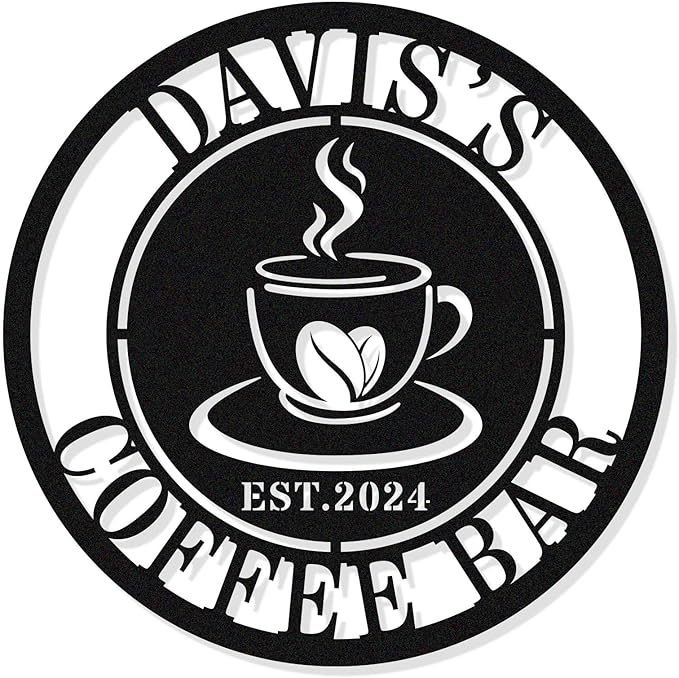Personalized Coffee Bar Metal Sign, Custom Metal Coffee Sign, Coffee Metal Wall by HYTSIGN