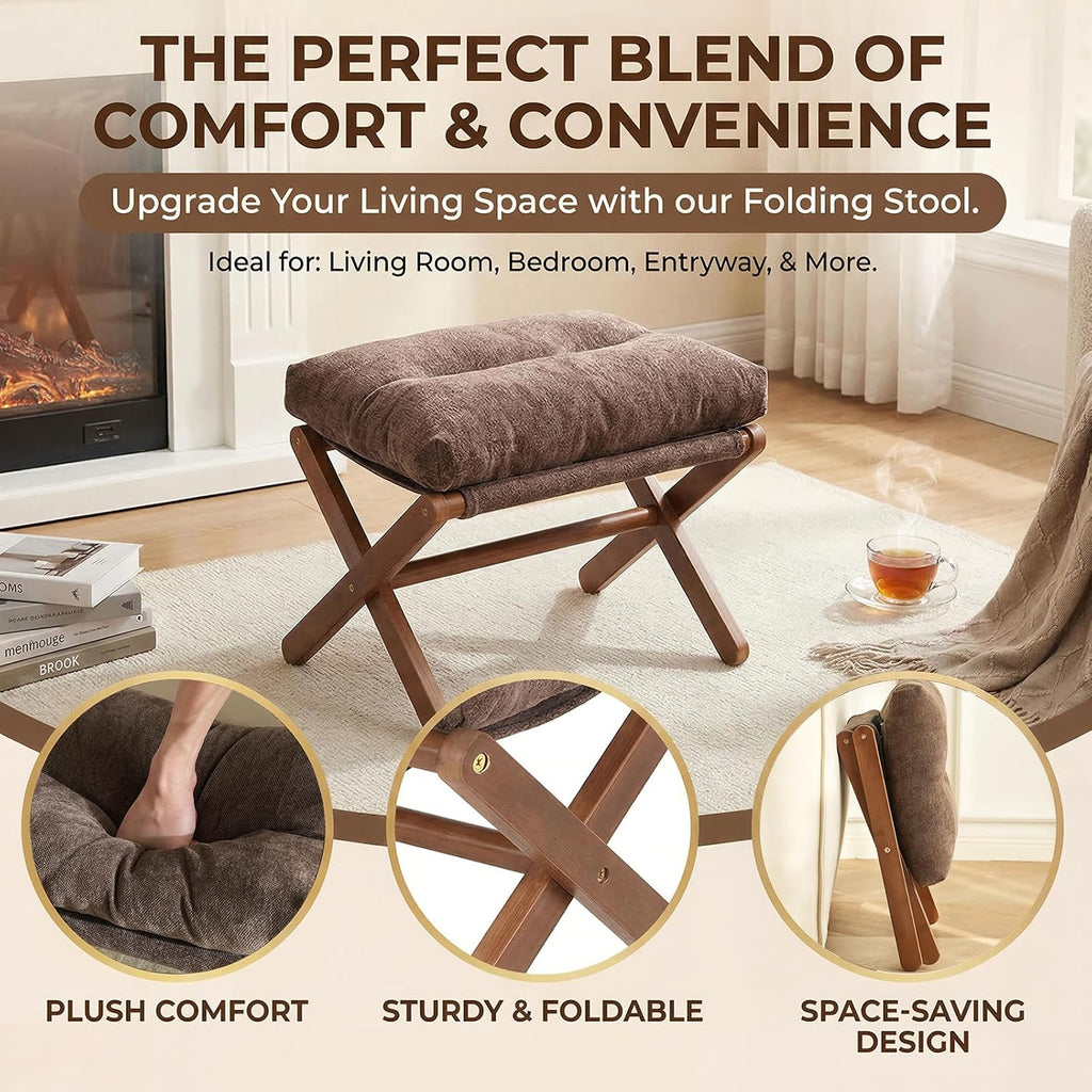 baveke foldable ottoman foot rest for chair, small showing dimensions