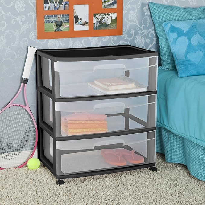 3-Drawer Wide Rolling Storage Cart - Image 4