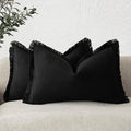 Foindtower Set of 2 Decorative Linen Fringe Lumbar Throw Pillow Covers Boho by Foindtower
