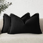 Foindtower Set of 2 Decorative Linen Fringe Lumbar Throw Pillow Covers Boho by Foindtower