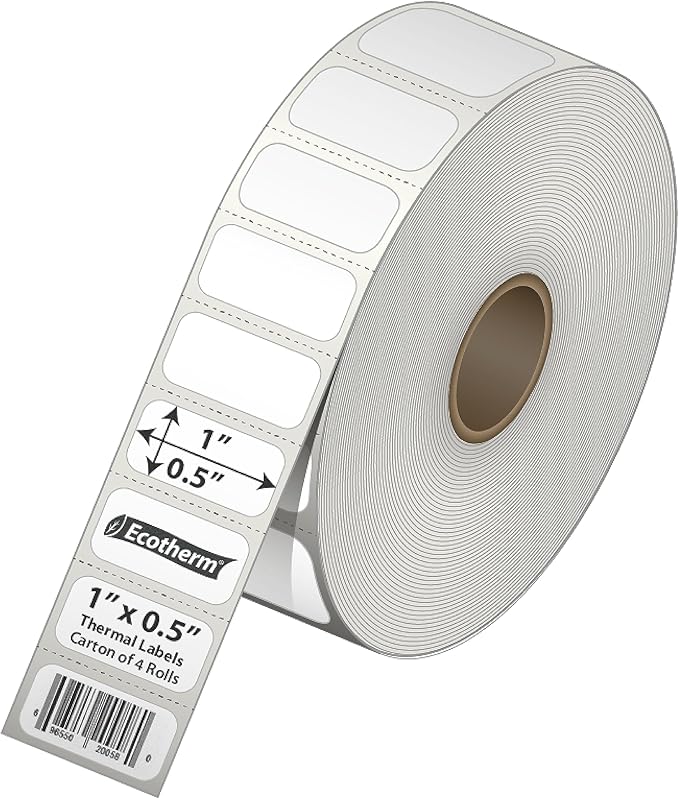 1" x .5" Thermal Labels | 4 Rolls | 9800 Labels | fits Zebra, Offnova Thermal - Image 2