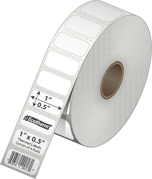 1" x .5" Thermal Labels | 4 Rolls | 9800 Labels | fits Zebra, Offnova Thermal - Image 2