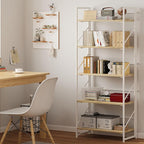 JSB No Assembly Folding Bookshelf, 5 Tier Industrial Metal Book Shelf - Image 2