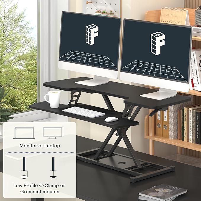 FLEXISPOT 40" Wide Standing Desk Converter Sit to Stand up Riser Height - Image 5