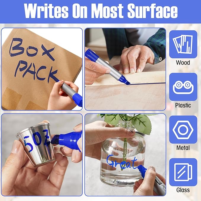 Fuutreo 10 Pack Jumbo Permanent Markers Bulk Large Chisel Tip Permanent Markers - Image 5