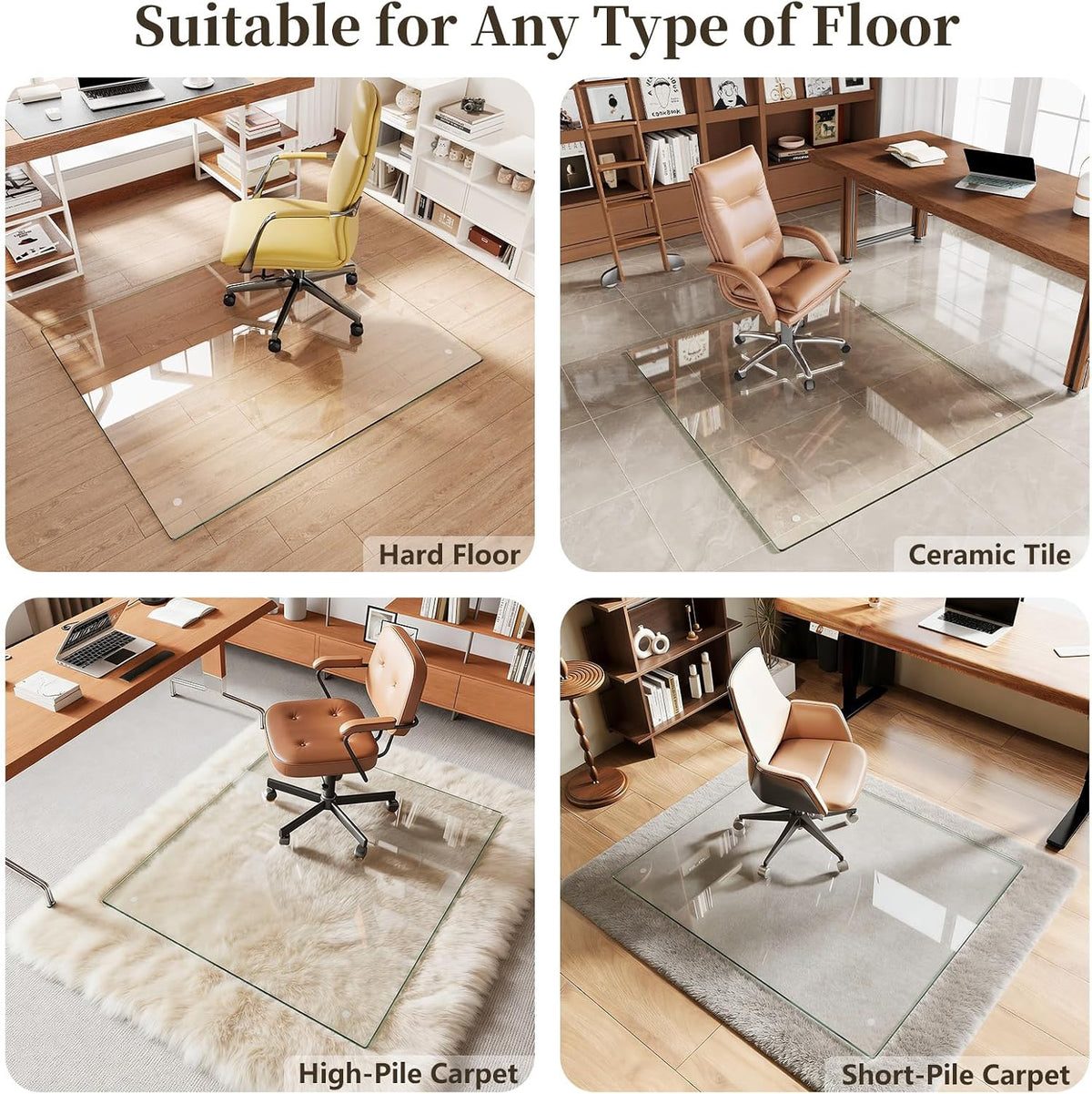 Tempered Glass Chair Mat for Carpet, 30"x48" Clear Floor Mat