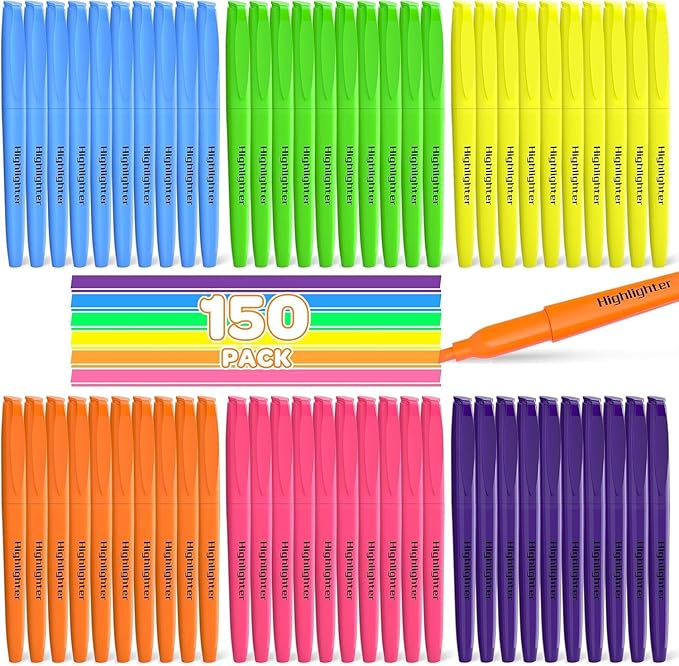 JSDOOGOO 150 Pack Highlighters Assorted Colors Bulk by JSDOOGOO