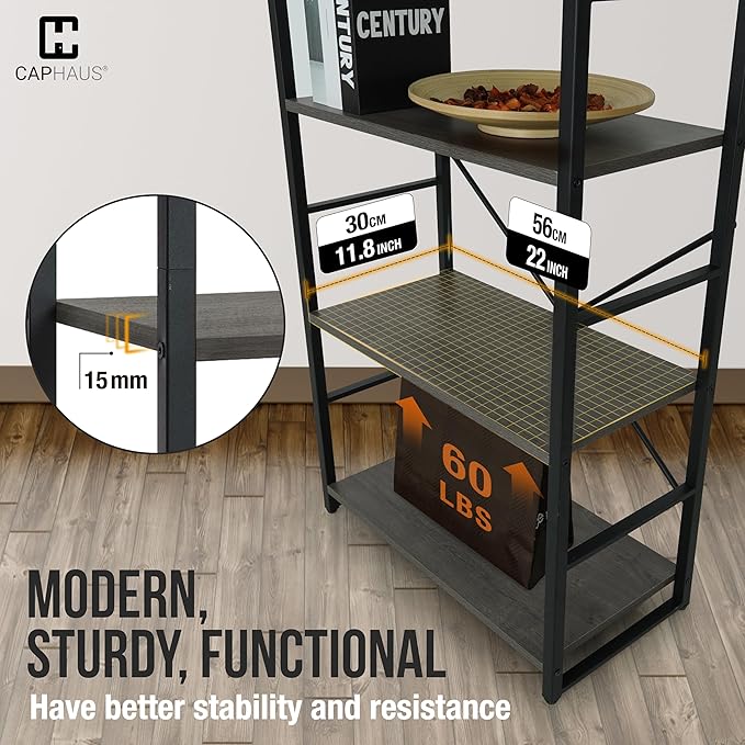 CAPHAUS 5 Tier Bookshelf, 24 Inch Width Free Standing Shelf, Bookcase Shelf - Image 6