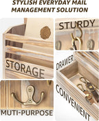 Rebee Vision Farmhouse Mail Organizer Wall Mount – Decorative Key and Mail - Image 5