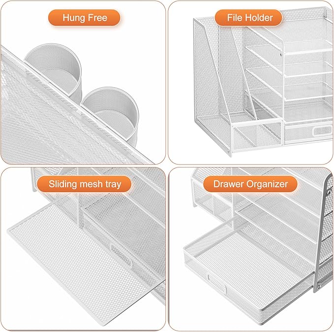 Marbrasse Desk Organiser with File Holder, 5-Tier Paper Letter Tray Organiser - Image 4