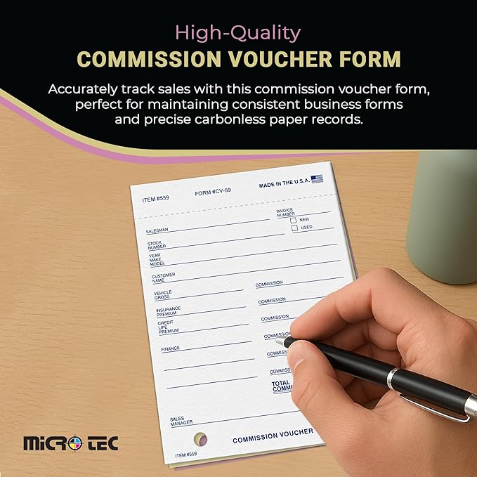 Commission Voucher Book CV-59-3 Part Carbonless Forms, Triplicate NCR Receipt - Image 4