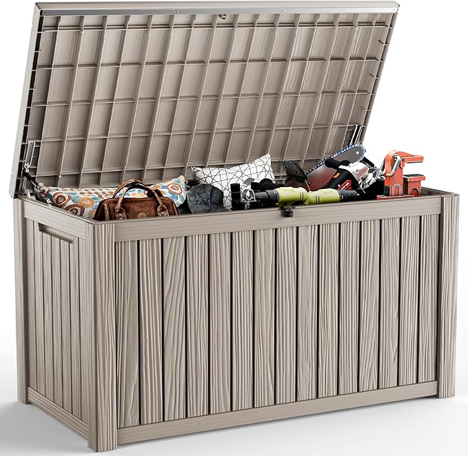 EasyUp 200 Gallon Deck Boxes Resin Large Storage Bins by EASYUP