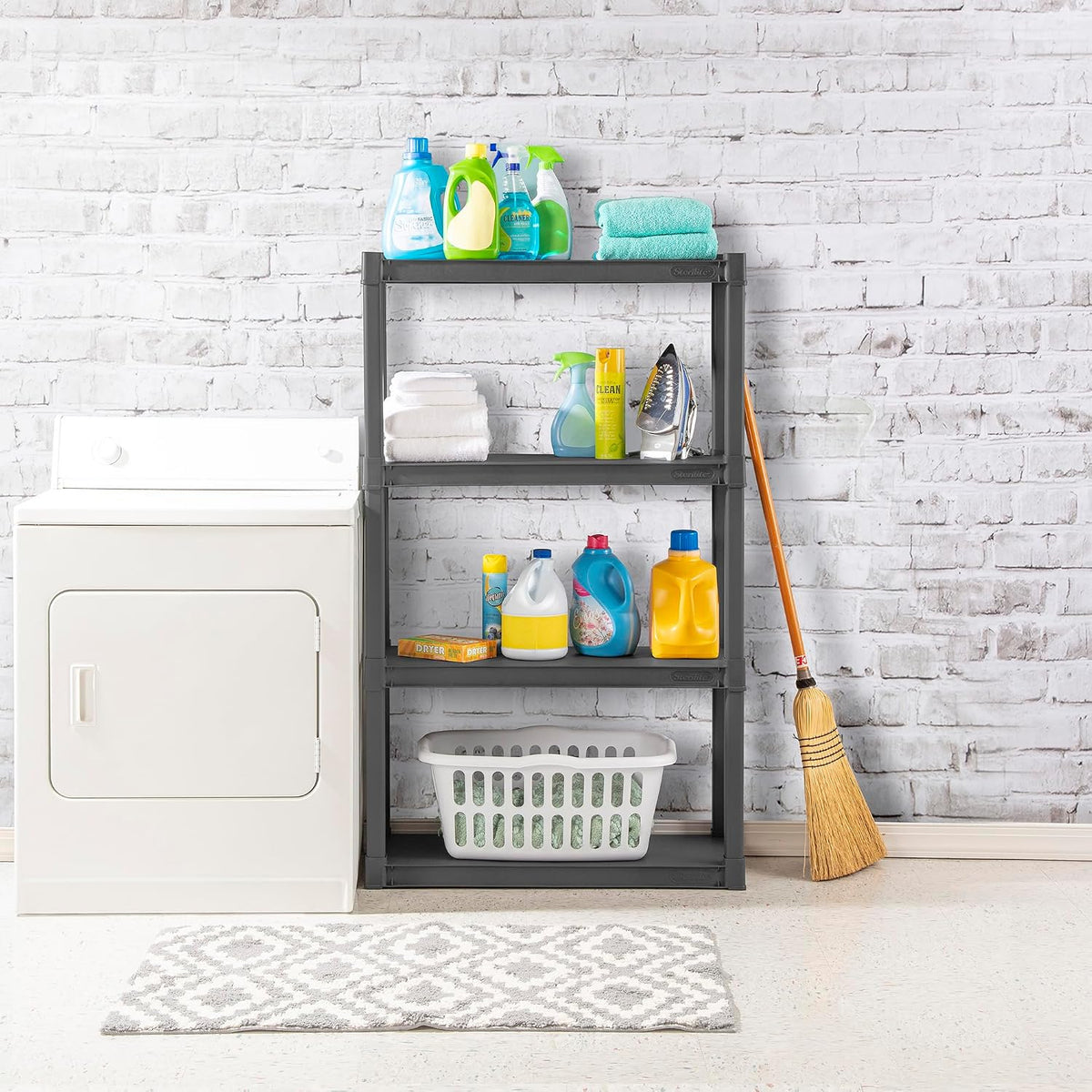 sterilite 4 shelf unit, heavy-duty plastic storage &, package contents