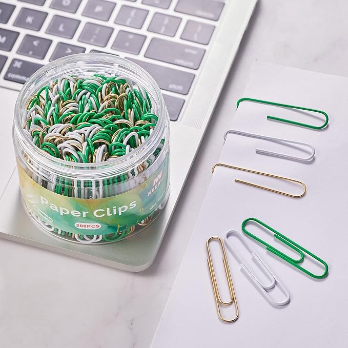 NEEWAY 200pcs Large Green Paper Clips, 2 Inch Jumbo Paper Clip, Ceative Colored - Image 6