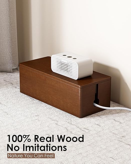 YECAYE Wooden Cable Management Box, Power Strip Cord Organizer Box, Cord Hider - Image 2
