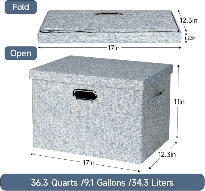 Graciadeco Large 17" 36 Quart Collapsible Stackable Storage Bins - Image 2