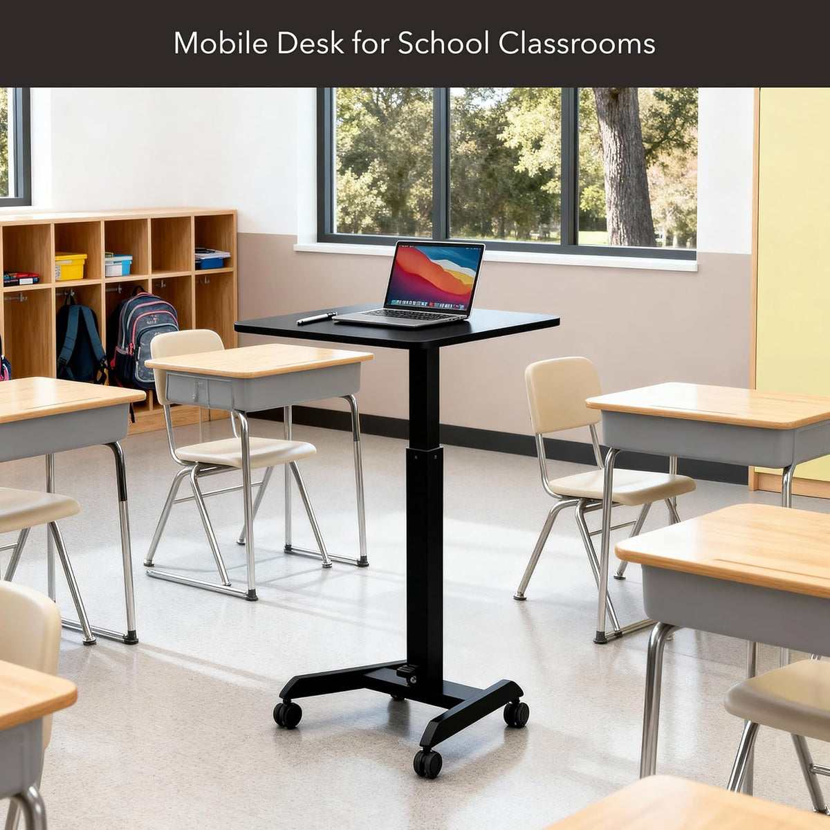 Mount-It! Rolling Laptop Desk Adjustable Height (29.6”-44.2”), Mobile Worksta...