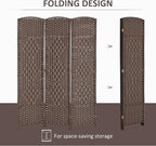 HOMCOM 3 Panel Room Divider, Hand-Woven Freestanding Wall Partition - Image 3