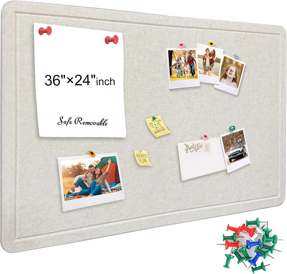 24"x36" Large Felt Bulletin Board, 3'x2' Self-Adhesive Fold...