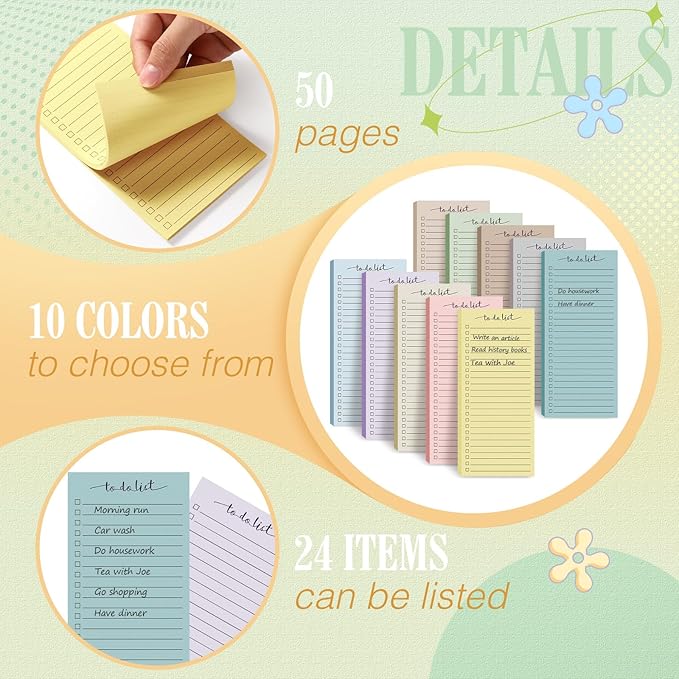 Censen 10 Pack 500 Sheets To Do List Notes Daily Checklist Notepads - Image 2