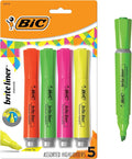 BIC Brite Liner Grip XL Highlighters, Chisel Tip, 4-Count Pack of Assorted by BIC