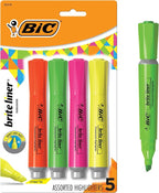 BIC Brite Liner Grip XL Highlighters, Chisel Tip, 4-Count Pack of Assorted by BIC
