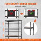 vevor storage shelves 5-tier adjustable 2000 lbs 36"x18"x72", front angle view
