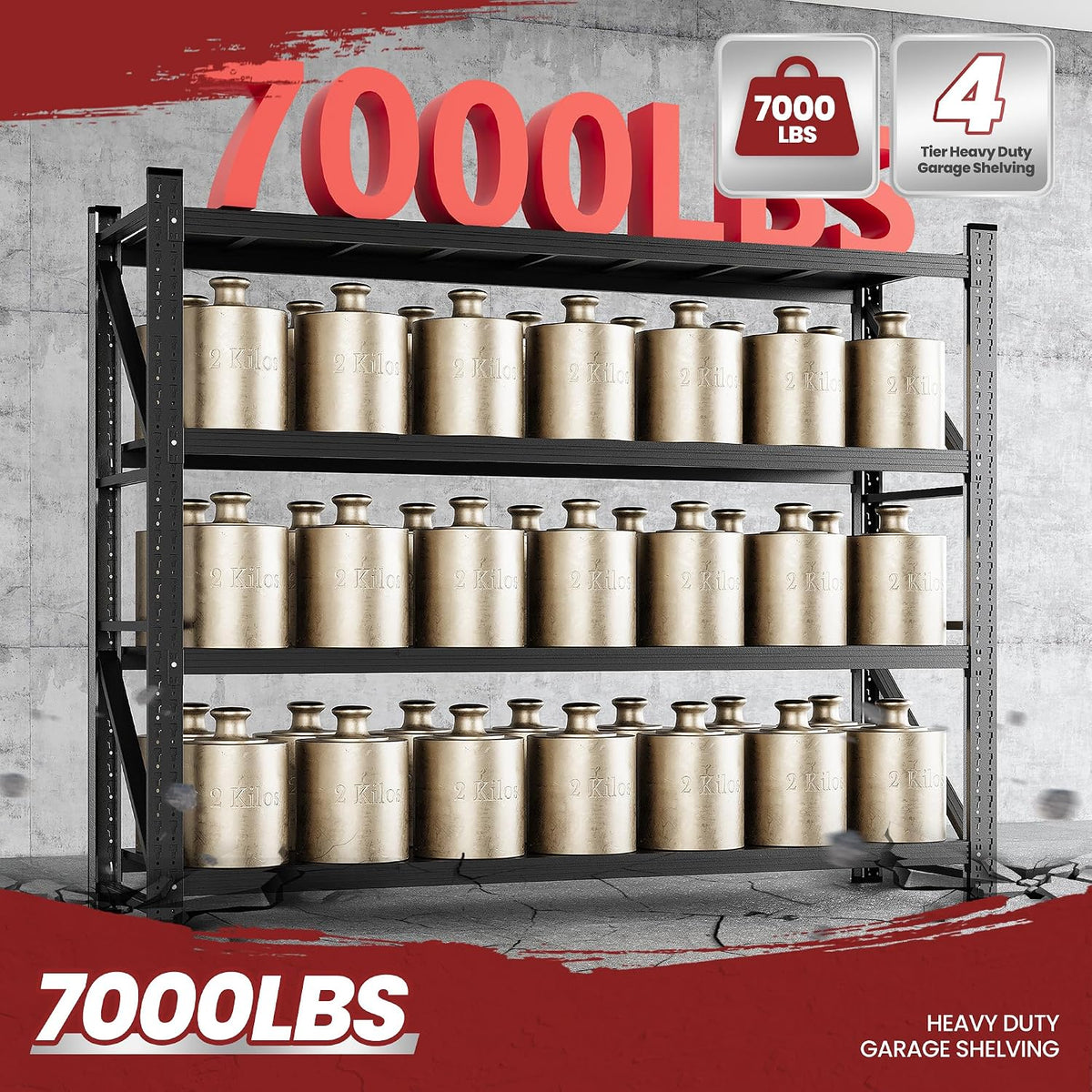 79" wide metal garage shelves, 7000lbs storage shelving, view 9