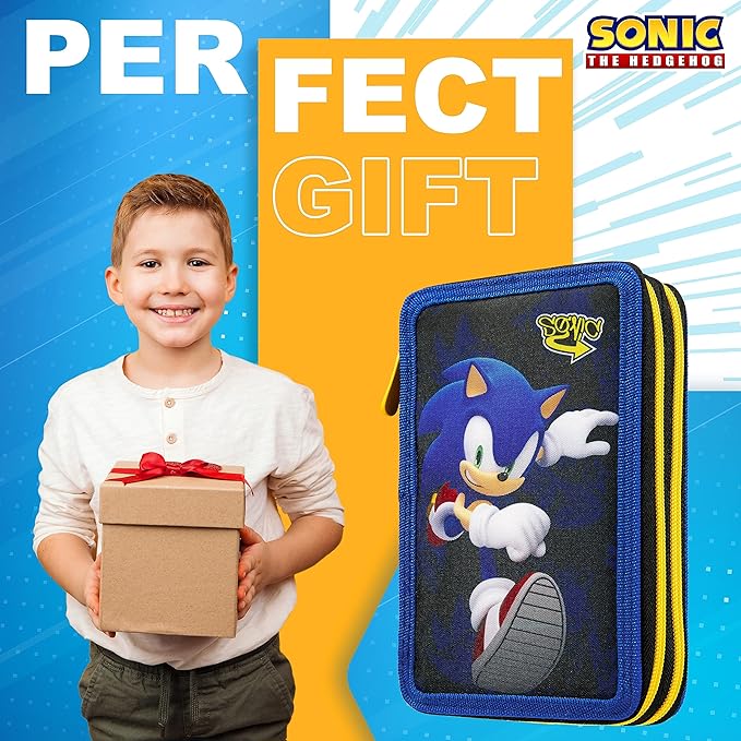 SONIC THE HEDGEHOG Pencil Case for Kids Stationery Set Pens Colored Pencils - Image 3
