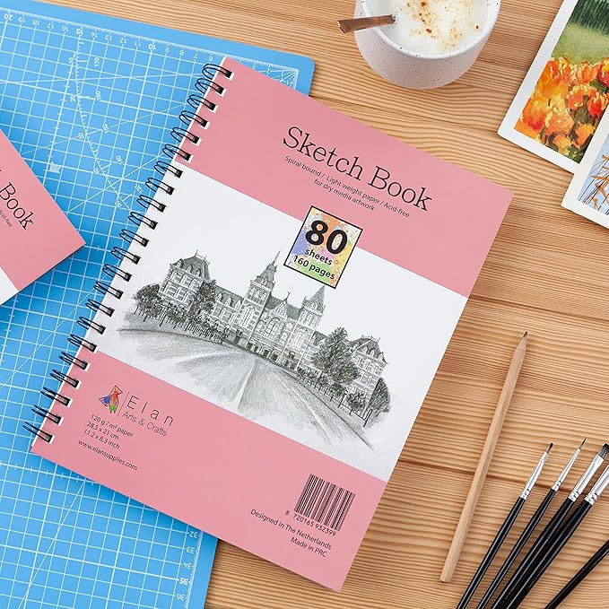 Elan A4 Sketchbook, 80 Sheets Italian Paper 80 lb/120 GSM, Acid-Free Sketch - Image 8