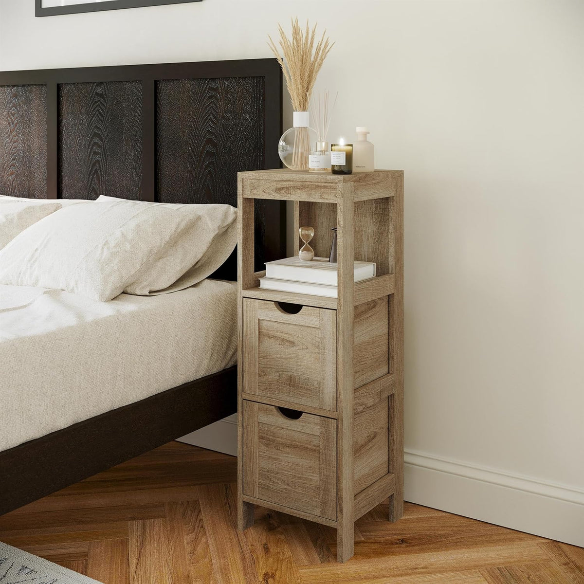 Flash Furniture Bathroom Organizer with Two Removable Drawers, Brown
